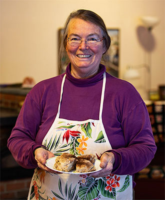 Your Innkeeper, Sarah bringing some delicious food